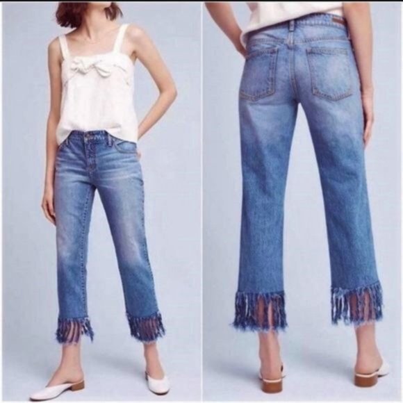 Anthropologie Denim - Anthropologie Hyphen Fringe Hem Straight Leg Jeans